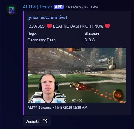 Alerta de live