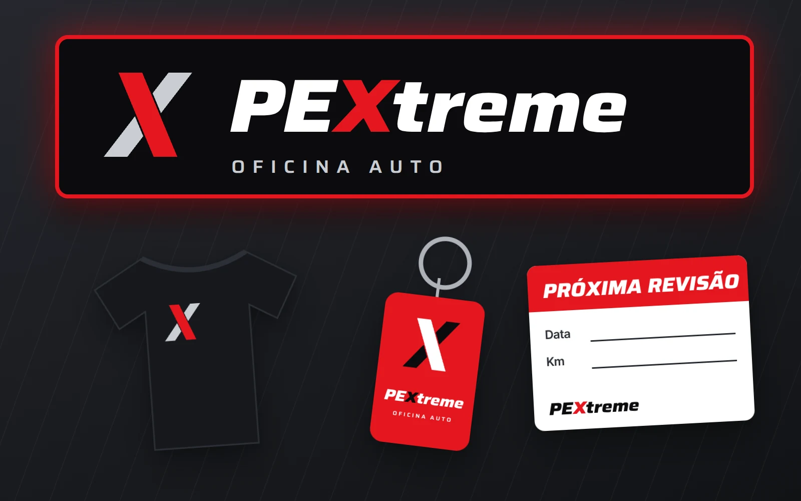 Letreiro, t-shirt, porta-chaves e autocolante