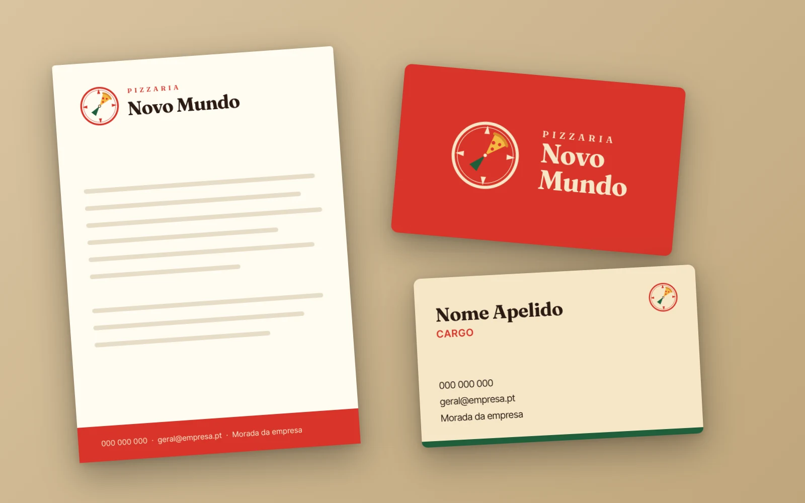 Papel timbrado e cartões de visita
