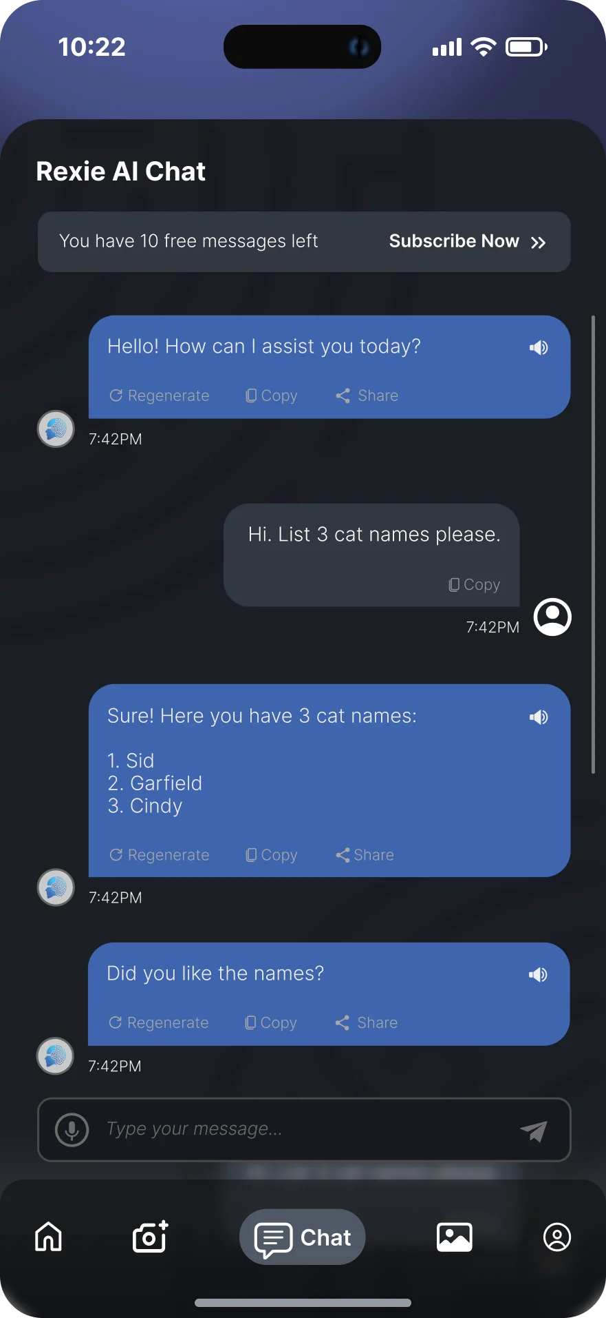 Chat, modo escuro